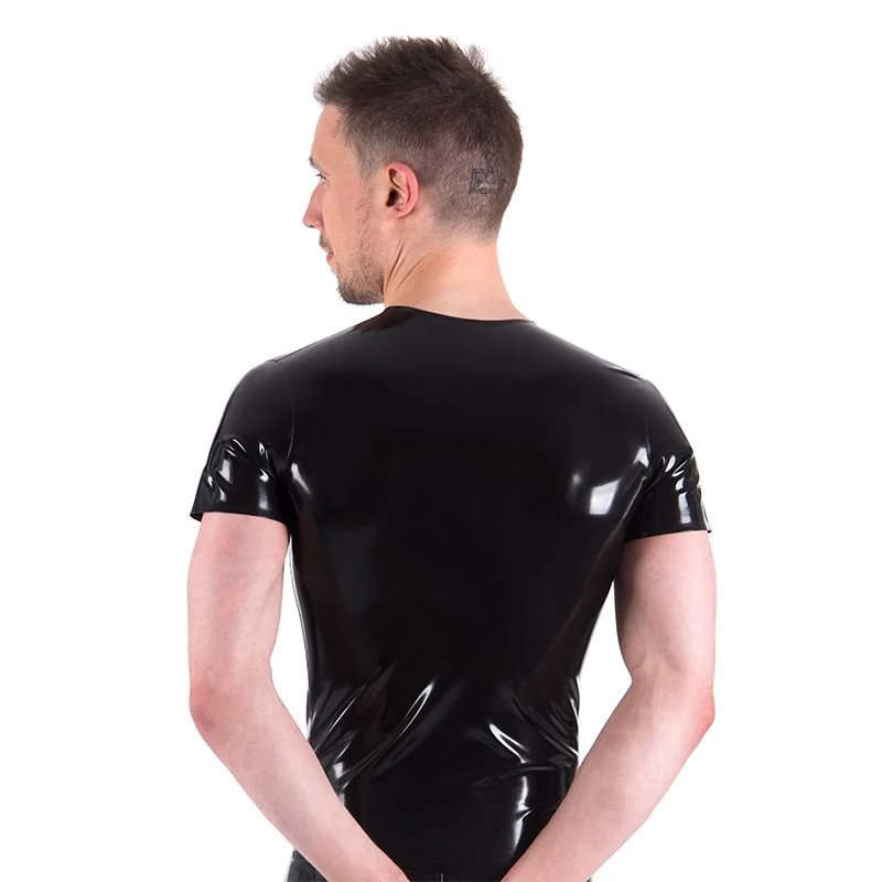 Short Sleeve Rubber T-Shirt, Front Zip // Made to Order - Image 3
