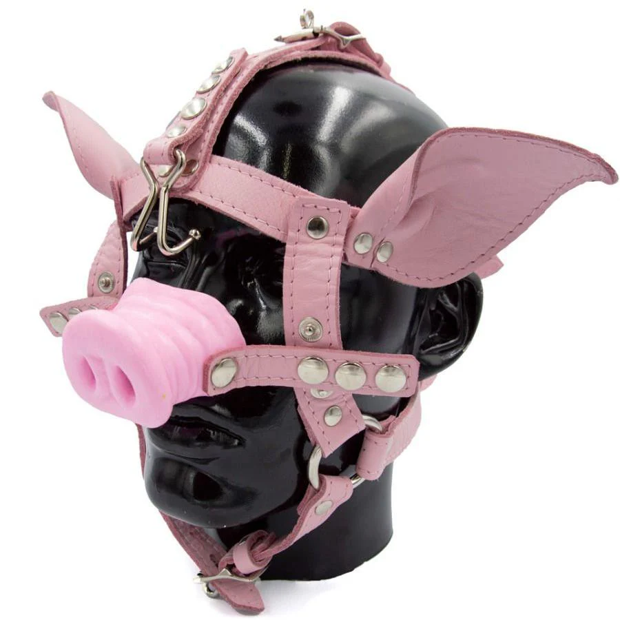 Leather Pig Head Harness, Pink - Image 2