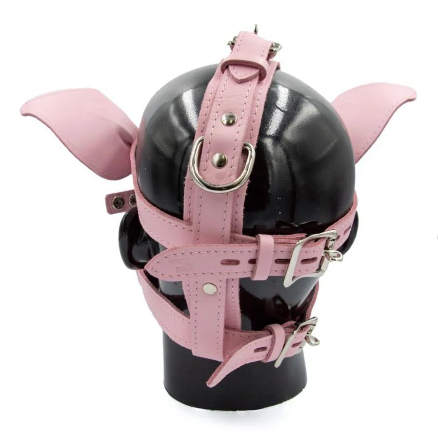 Leather Pig Head Harness, Pink - Image 3