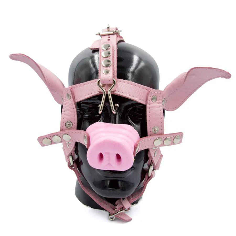 Leather Pig Head Harness, Pink - Image 4