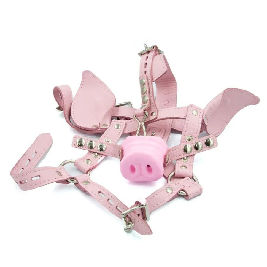 Leather Pig Head Harness, Pink - Image 5
