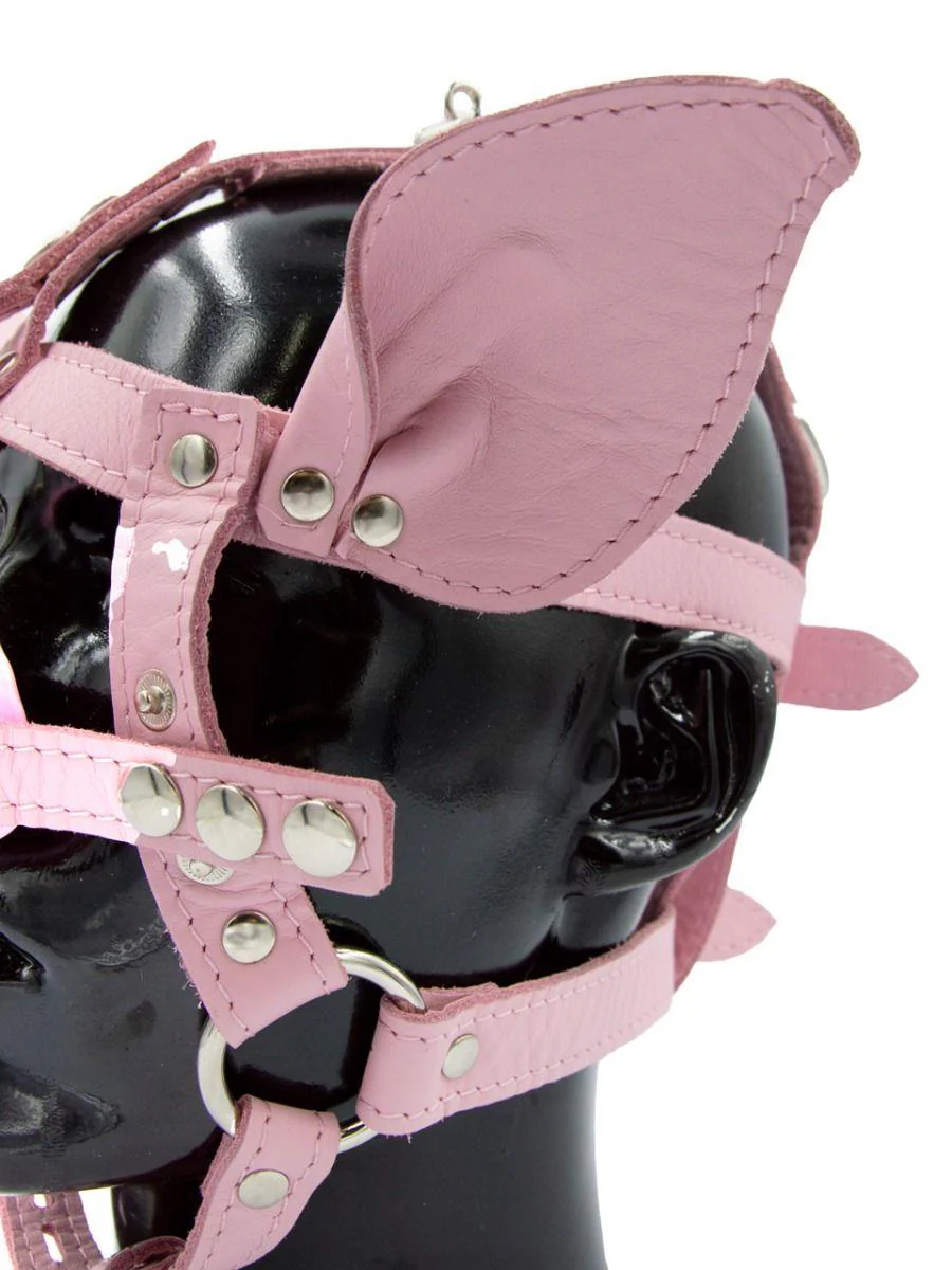 Leather Pig Head Harness, Pink - Image 6