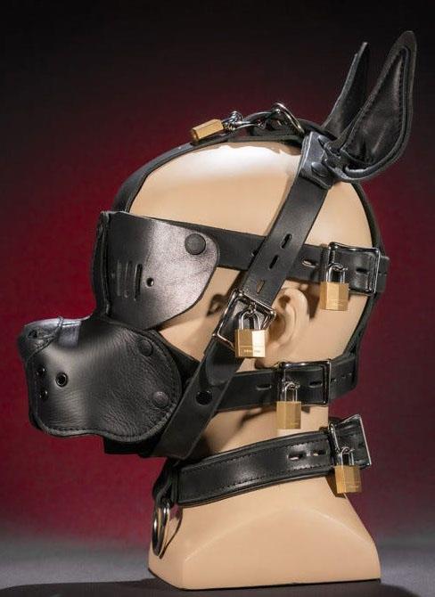 Lockable Bondage Dog Muzzle, Leather, Black - Image 2