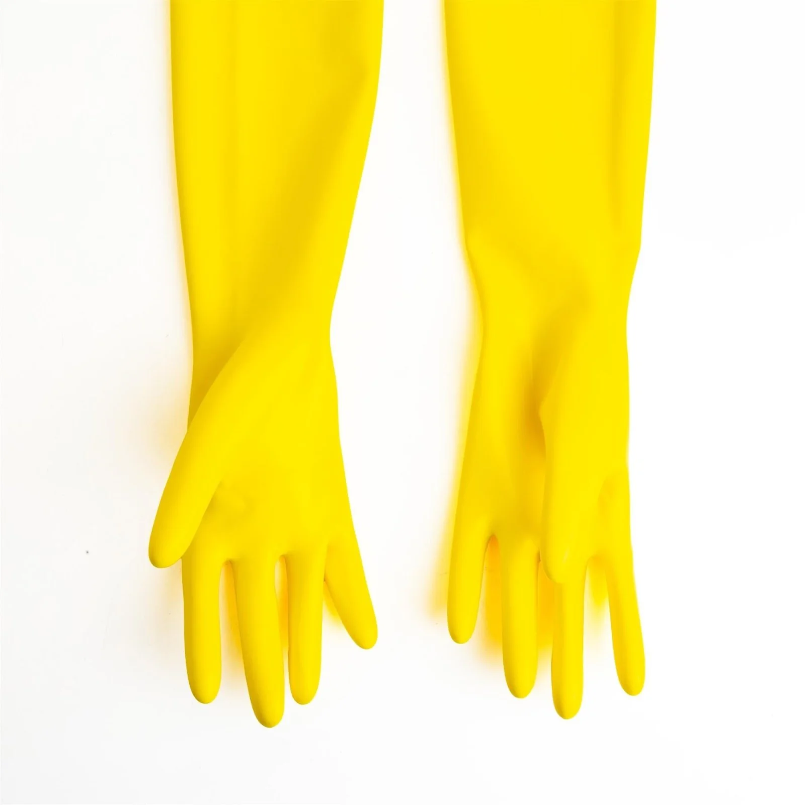 Rubber Elbow Length Gloves, Yellow - Image 3