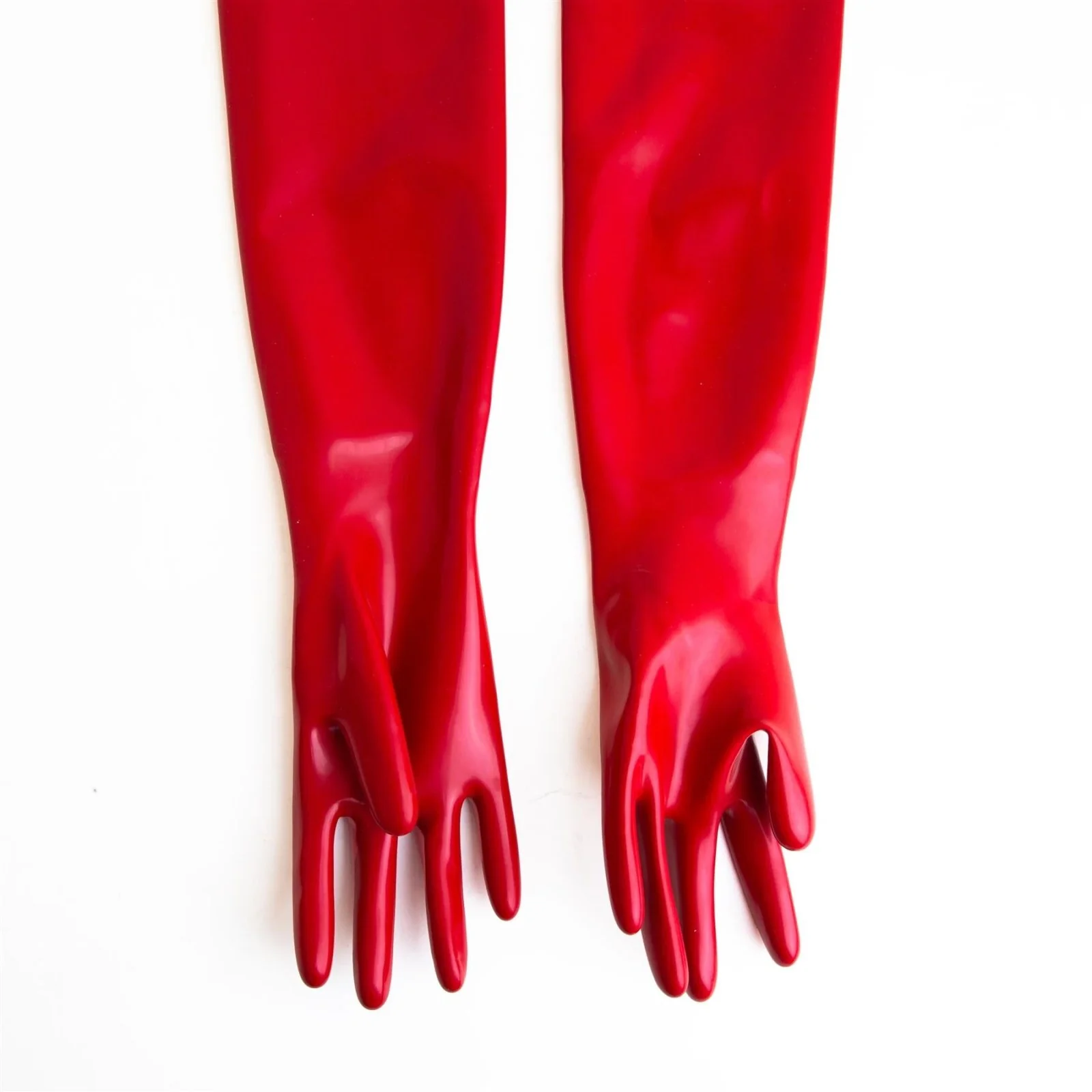 Rubber Elbow Length Gloves, Red - Image 3