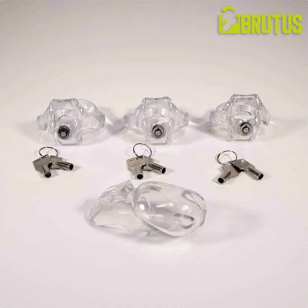 Brutus Clicklock Chastity Cage, Clear - Image 3