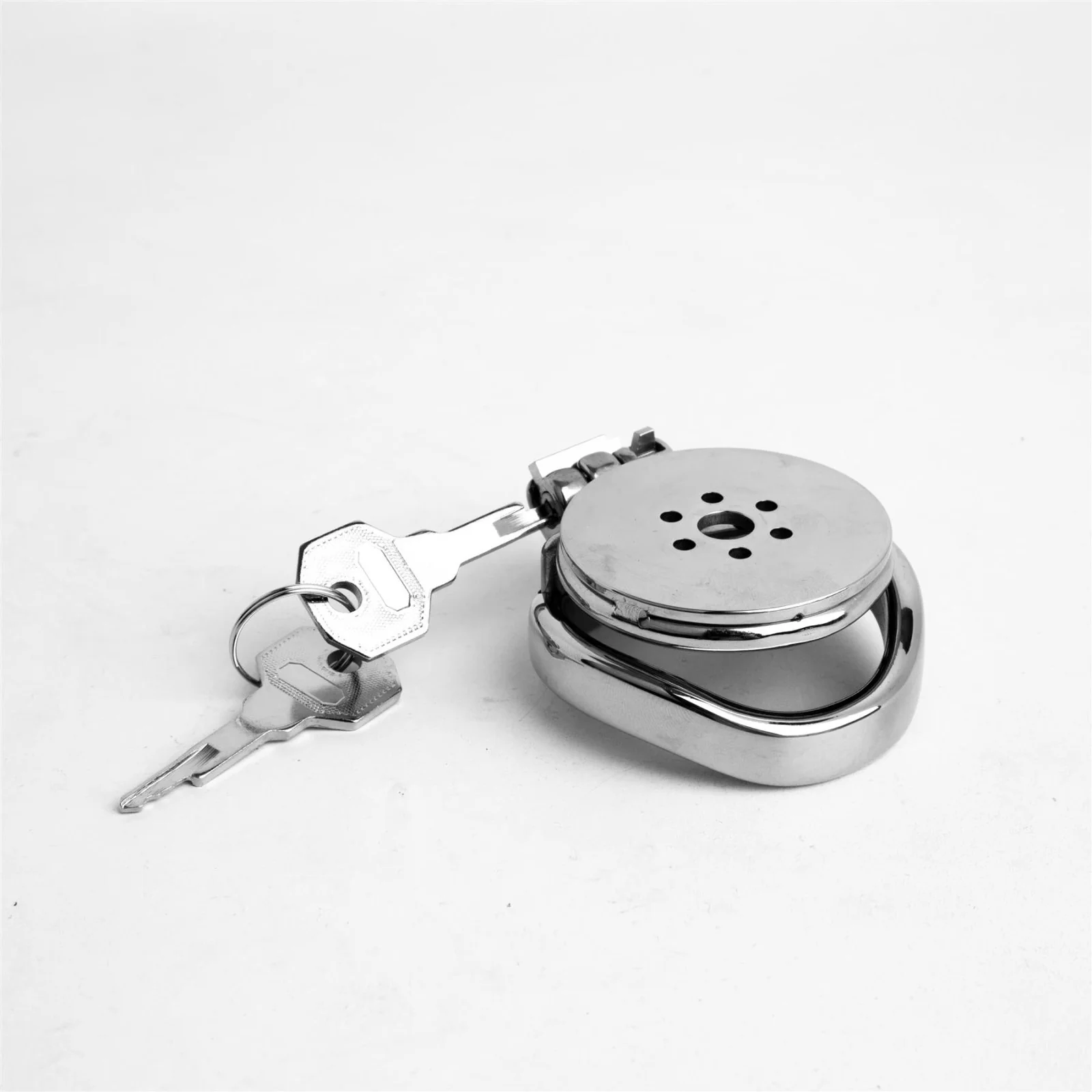 The Nub Locker, Steel Chastity Device with Flat End & Urethral Insert