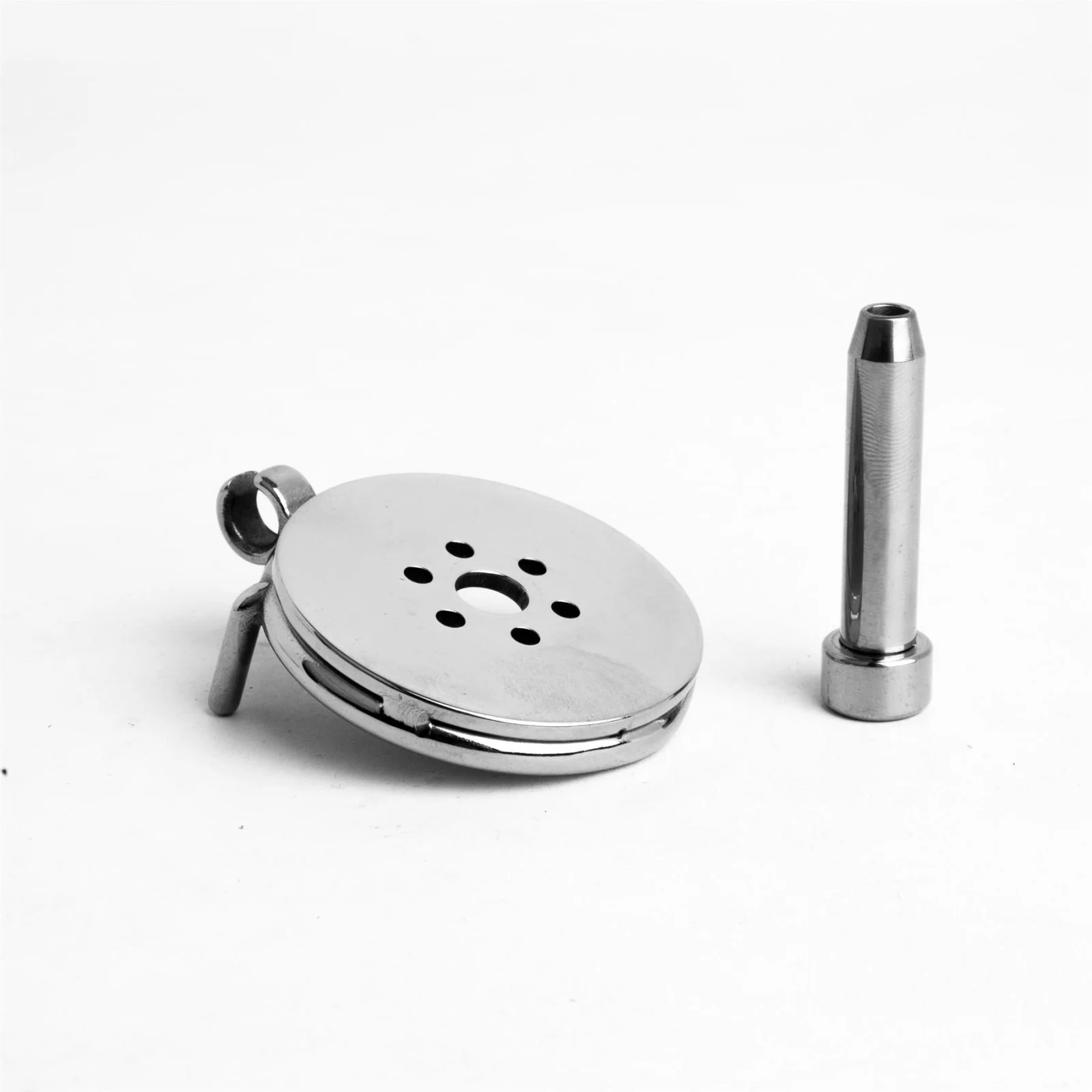The Nub Locker, Steel Chastity Device with Flat End & Urethral Insert - Image 4