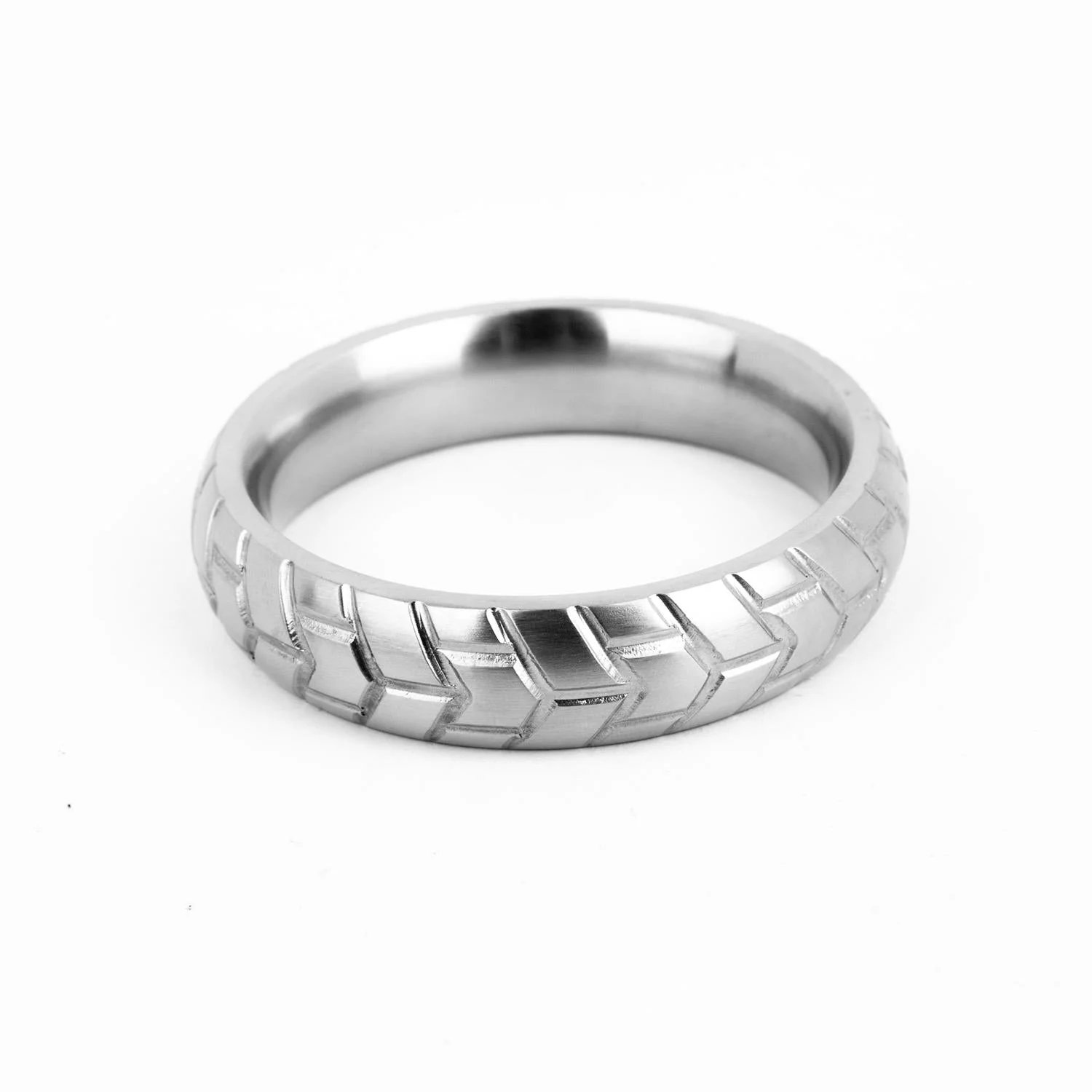 MeGa TIRE Stainless Steel Cock Ring, Satin