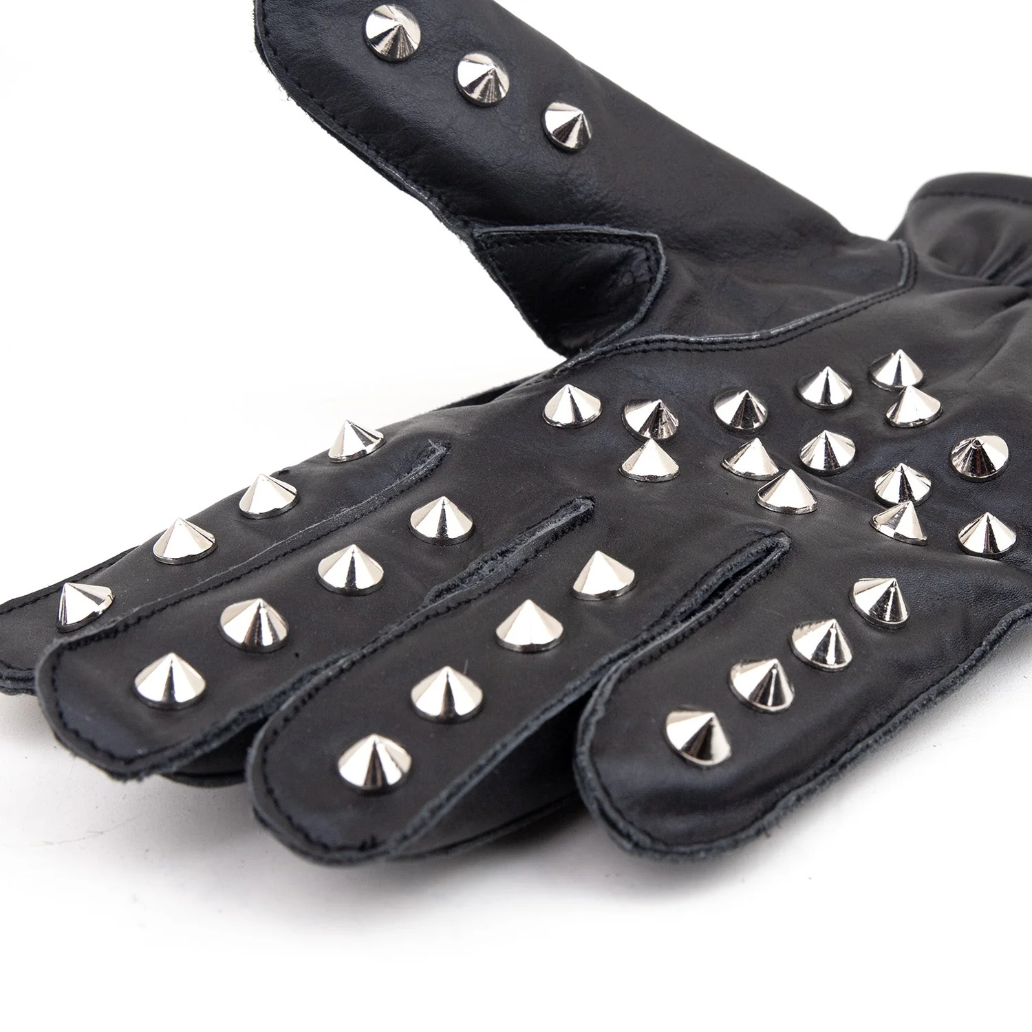 Black Leather Spiked Spanking Gloves - Image 2
