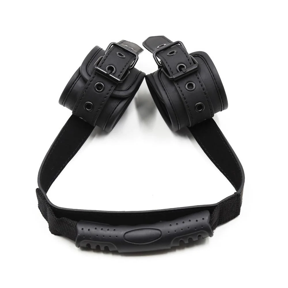 Black Wrist Cuffs with a Pull Handle - Image 2