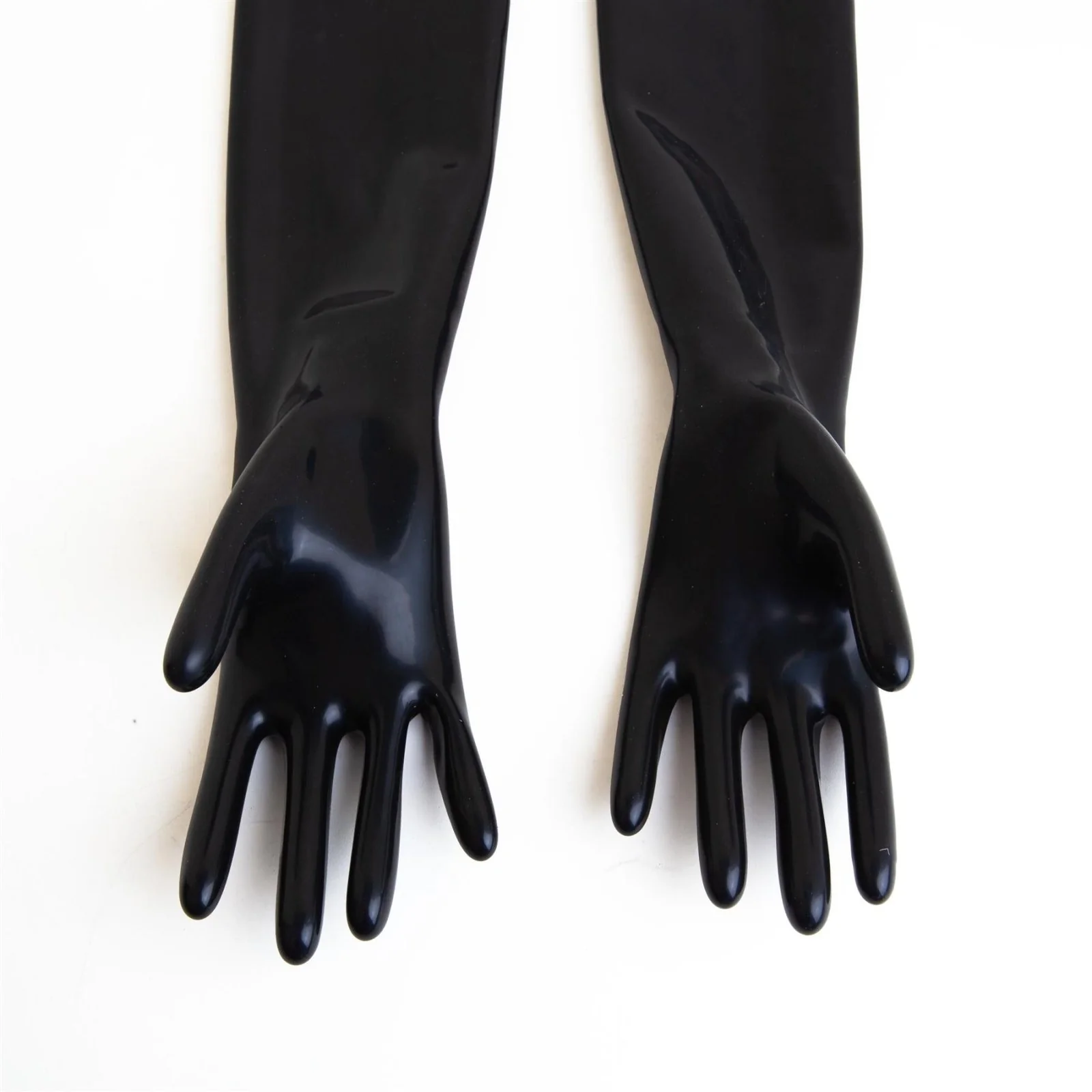 Rubber Elbow Length Gloves, Black - Image 3