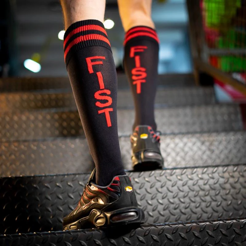 Football Socks, Fist, Black/Red