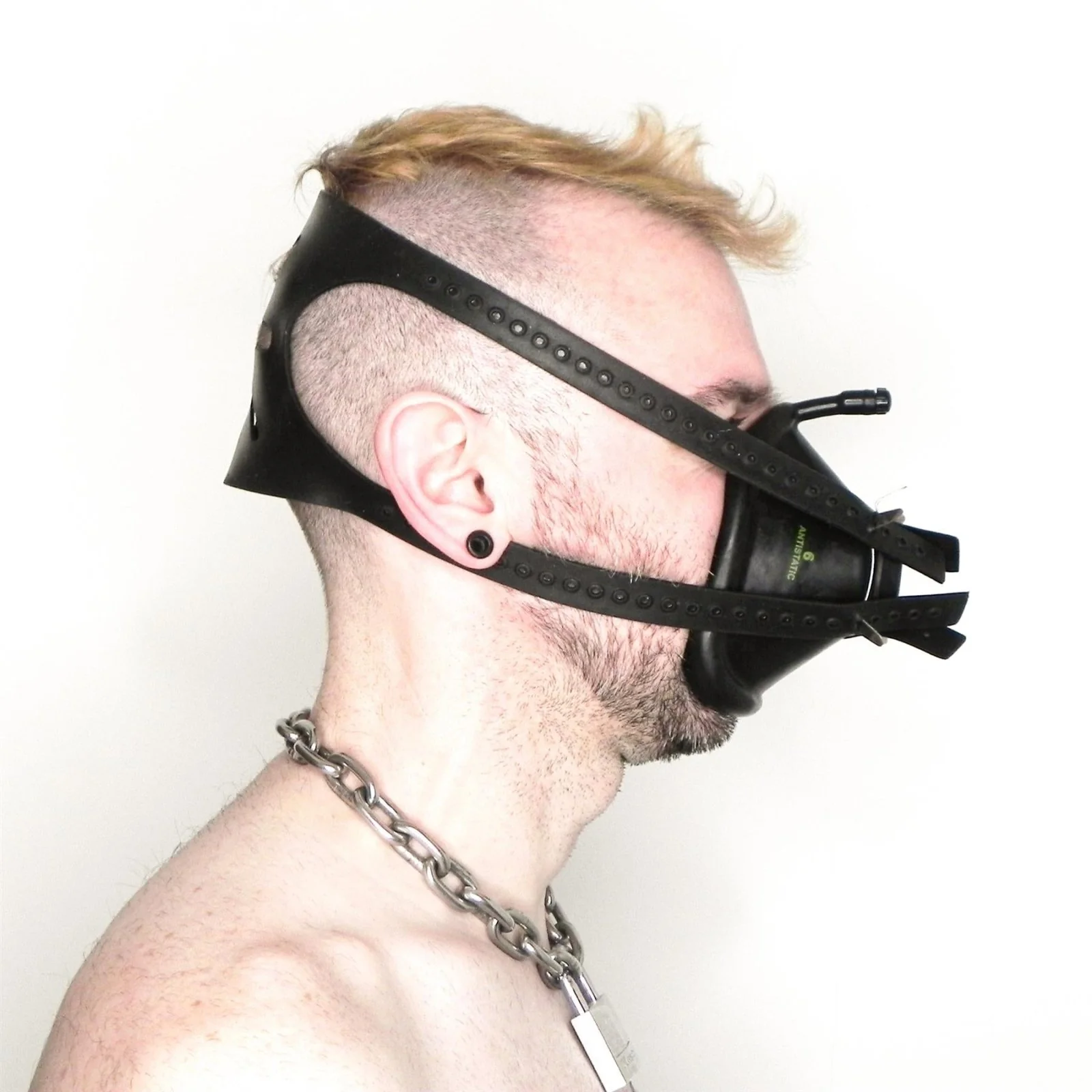 Rubber Anaesthesia Face Mask & Head Harness, Black - Image 2