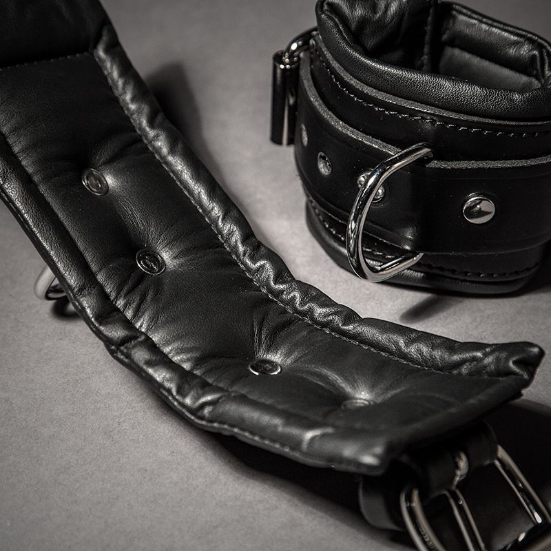 Padded Leather Wrist Cuffs, 8cm - Image 2