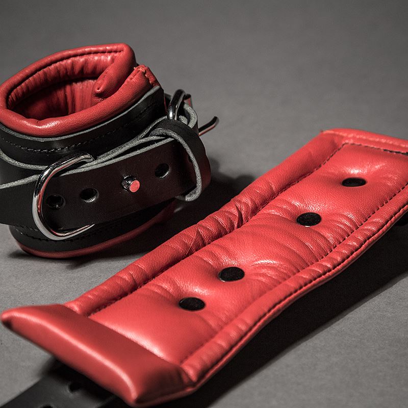 Padded Leather Wrist Cuffs, 8cm - Image 3