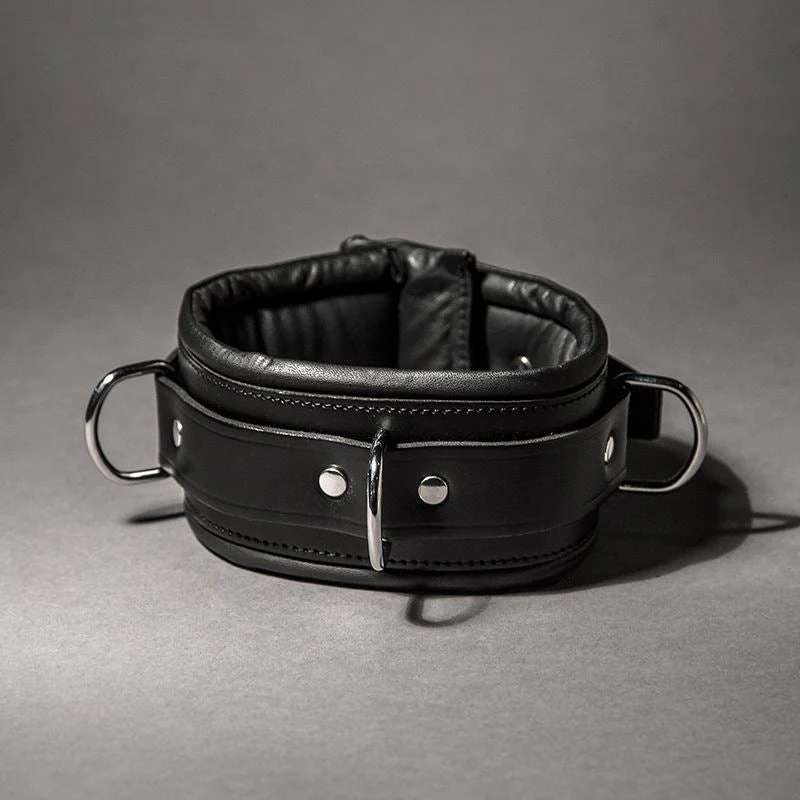 Padded Leather Collar, 8cm - Image 4