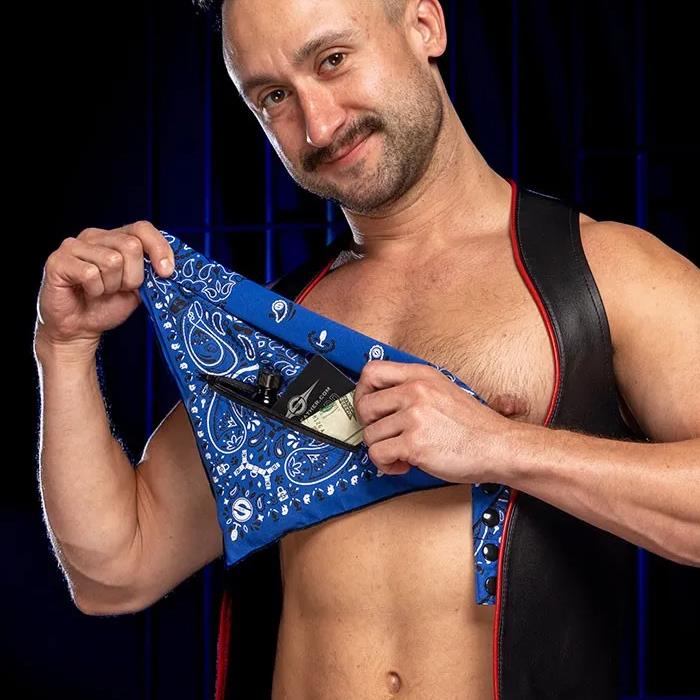 Mr S Leather, Zipper Pocket Neck Hanky, All Colours - Image 2
