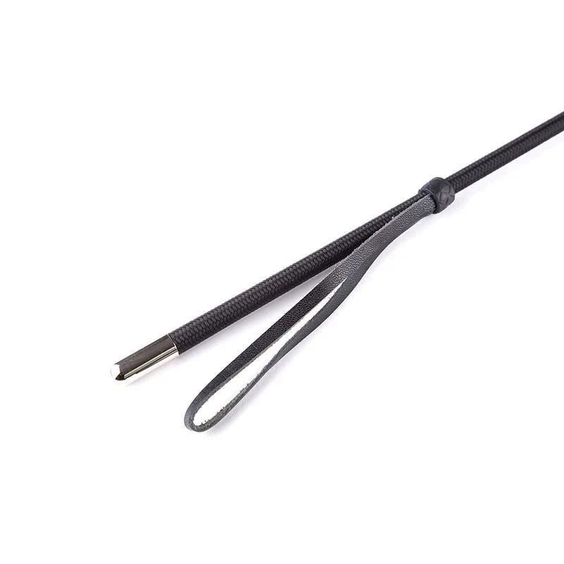 Leather Tip Crop, Black - Image 2