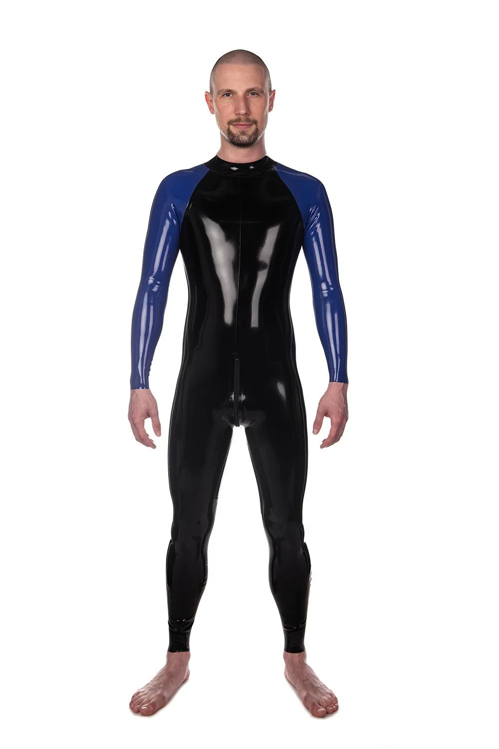 Reach Catsuit, Rear Zip Entry, Black/Royal Blue - Image 2
