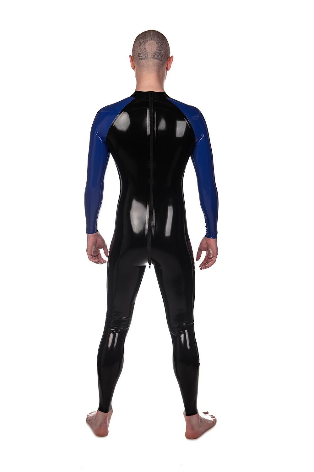 Reach Catsuit, Rear Zip Entry, Black/Royal Blue - Image 3