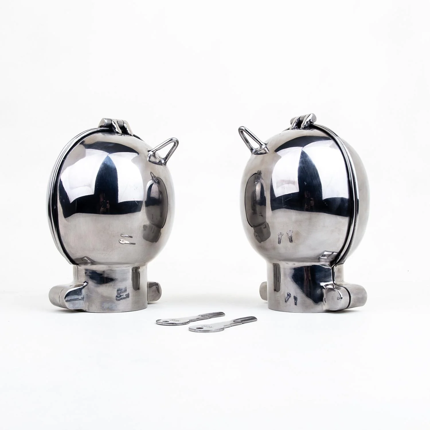 Stainless Steel Ball Mitts - Snap Shut Locks & Grab Handle