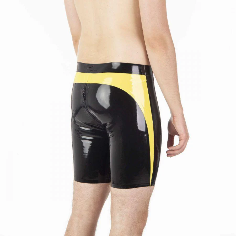 Rubber Compression Shorts, Yellow Side Panel & A/R Zip - Image 2