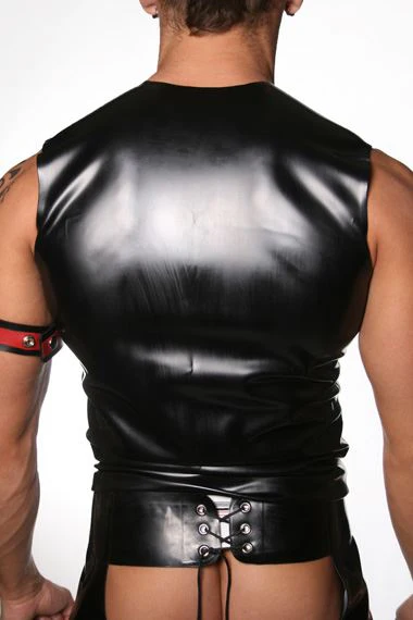 Sleeveless Rubber T-Shirt, Front Zip // Made to Order - Image 3